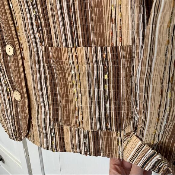 Vintage Brown Stripe Shirt Jacket Draper’s Damon’s - Picture 5 of 6